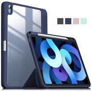 Case for iPad 10th Gen 10.9 2022/iPad Air 5, Pro 11 2022 2021 2020 Stand Shell with Pencil Holder Transparent Back Flip Cover for iPad Air 4/iPad 9th 8th 7th Gen/Mini 6