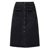 Váy Mini Denim Cạp Cao Cara CLUB Cỡ Lớn Mùa Hè 2025 Cho Nữ Dáng Chữ a Dài Vừa Phải Có Nút Cài