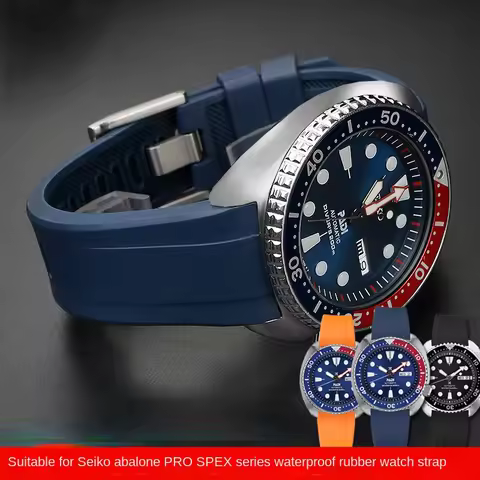 FKM Watch band For Seiko PROSPEX PADI Abalone SRPE99K1 Coke ring SRPA21J1 SRP777 SRP773 SRPC25 Fluor