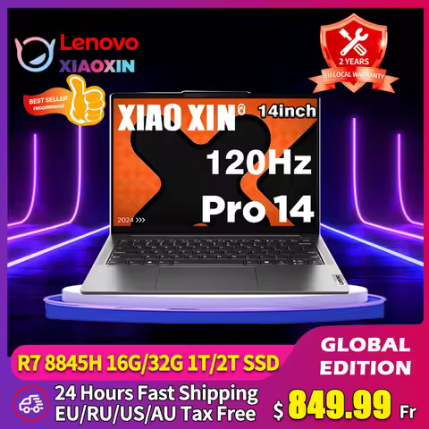 Lenovo Laptop 2024 Xiaoxin Pro 14 AMD R7 8845H 16/32GB 1T/2T SSD Radeon 780M 14“ 2.8K 120Hz OLED Al 
