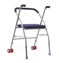 Multi-functional Adjustable Stainless Steel Adult Elderly Folding Walker Crutches Chair With Wheels