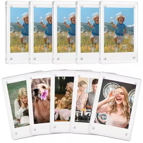 10 Pack Acrylic Fridge Magnetic Frame for 2.46x3.54 In Mini Picture Frames Double Sided Photo Refrig