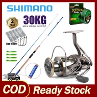 SHIMANO Reel Rod Joran Pancing 1 Set Fishing Rod Spinning Reel Fishing Reel Joran Udang Full Set 1.8-2.7M Rod Jigging