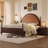 Bed Real Storage Wedding Bed Wooden Bed Drawer Simple 1.8m Main Double Bed American Antique Retro 1.