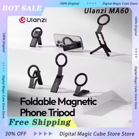 Ulanzi MA60 Foldable Magnetic Phone Tripod 0.8cm Dual-Sided Magnet Ultra-Slim Phone Tripod for Deskt