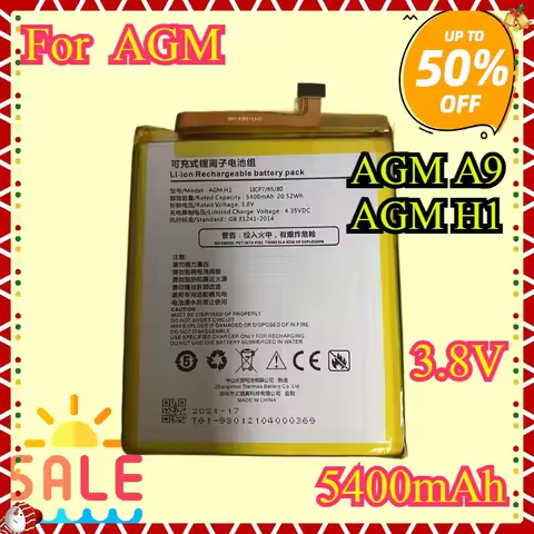 New High quality AGM A9 H1 Replacement Battery for AGM A9 Mobile Phone - 5400mAh Capacity