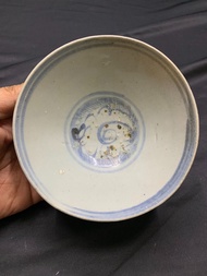 明代早期洪武斗笠青花碗，全品保老，如圖所示。器型古樸，發色漂亮，畫工寫意。高5.