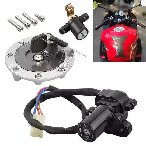 1Set Fuel Tank Cap Cover Ignition Switch for Yamaha YZF R6 2003-2005 YZF R1 1998-2003 XJ6 XJ6F XJ6N 