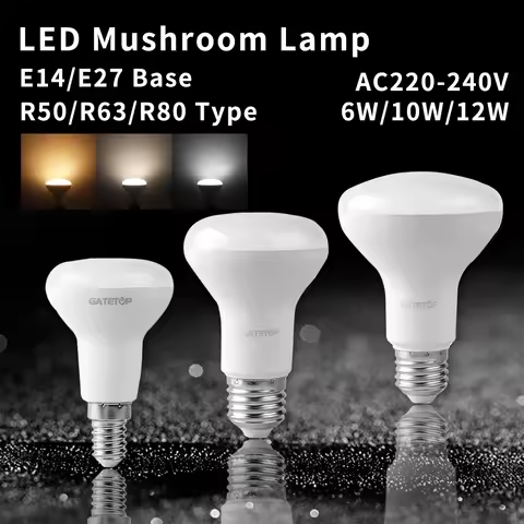 4-20Pcs LED Bulb E27 E14 R50 R63 R80 Bath Lamp Mushroom Bulb AC 220V 240V 6W 10W 12W Non Strobe Warm