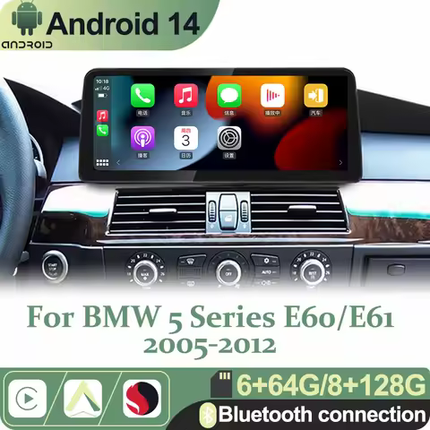 Android 14 Snapdragon 665 Car Radio Stereo Video Multimedia Player for BMW 5 Series E60 E61 E63 E64 