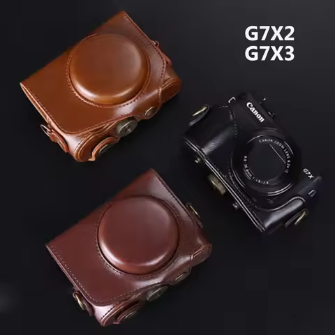 Retro PU Camera Case for Canon G7X Mark II Mark III Leather Bag with Neck Shoulder Strap for G7XII G