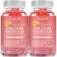 1200mg Calcium Gummies with D3,K2,Zinc - Plant Complex Calcium Magnesium Supplement with Glycinate,P