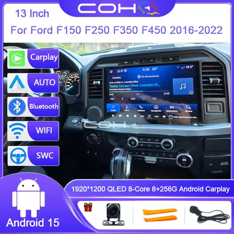 13 Inch For Ford F150 F250 F350 F450 2016-2022 Android 15 Octa Core 8G+256G Car Multimedia Player St