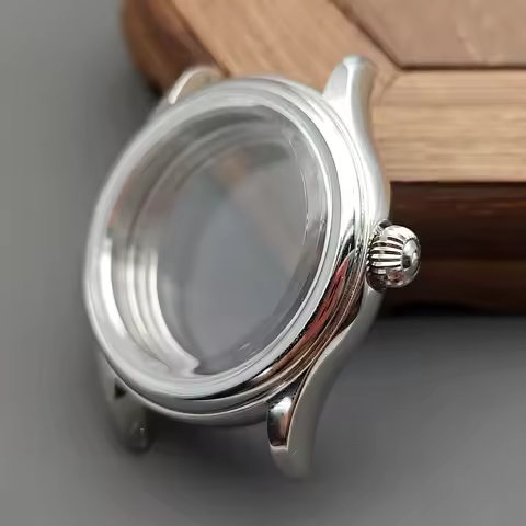 38mm Rose Gun Classical NH35 Watch Case Stainless Steel Polished Domed Glass Crystal Fits NH34 NH35 
