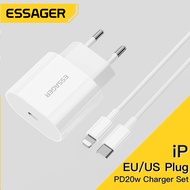 Essager 20w ip fast charger PD charging head and cable set suitable for ip 6-14 mobile phone and tab