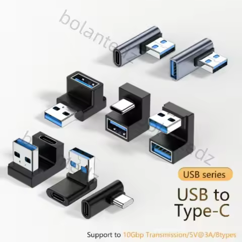 U-shape 10Gbps Up Down 90 Degree Angled USB 3.0 TYPE-C Usb-c 10Gbps M/F Adapter A Male To Female Ext
