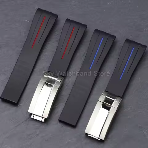 Curved Interface 20mm Rubber Watchband for Rolex GMT Submariner Yacht-Master Waterproof Durable Sili