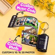 1pc Custom Film Roll Keychain With Scannable Music Code - Personalized Photo And Music Keychain - Cr