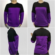 Kaos Polos Kombinasi Longskate Pria Wanita Lengan Panjang rib size M L XL XXL