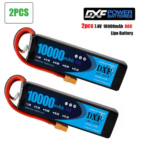 2PCS DXF Lipo Battery 2S 7.4V 10000mah 60C 9300mah 130C fo Toys & Hobbies For Helicopters RC Models