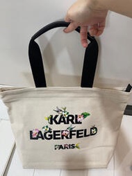 KARL LAGERFELD 老佛爺 帆布托特包 肩背包 購物包 手提包 米色 加厚