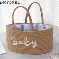 INSTORE1 Mommy Bag, Compartment Multifunctional Diaper Storage Bag, Diaper Organizer Basket Portable Large Cotton Rope Baby Diaper Box Feeding Bottle