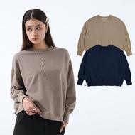 [ERSS] Women's Long-Sleeved t-Shirt Top Loose Plain Hem Drawstring Brown [K60333]