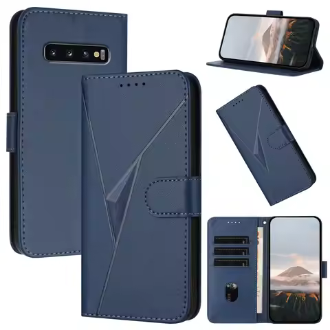 Solid Color Leather Flip Wallet Case for Samsung Galaxy S10 S9 S8 Plus S7 S6 Edge S10E Lite Book Car