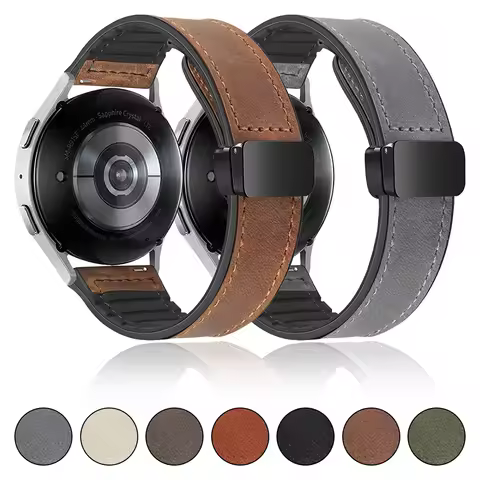 Leather Silicone Strap for Samsung Galaxy Watch 6/5/4 44mm 40mm Watchband 20mm Band Bracelet Galaxy 