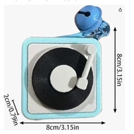 Hoo Toc Mini gramophone Keychain, Recordable with Voice Recorder Music Keychain, Multifunctional Min