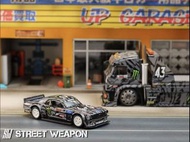 Street Weapon SW 1:64合金模型！Kamaz Tow卡瑪斯拖車概念版，可拉伸活動尾板功能。第二批預售中，Monster Forza魔爪塗裝。限量499台，／Mustang野馬1代Ho