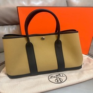 Hermes Garden Party 30帆布牛皮托特包 奶棕色 GP30
