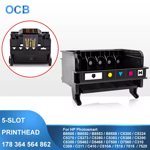 178 364 564 862 564XL 5-Slot Printhead Print Head For HP 7510 7515 D5460 D7560 B8550 C5370 C5380 C63