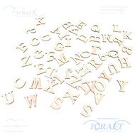 ICRAFT 124Pcs Wood Letter Chips, 4cm Wood color Wooden Craft Pieces, Small Wood DIY Wood Letters Spe