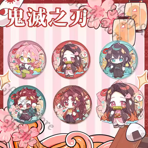 Demon Slayer Kamado Nezuko Kanroji Mitsuri Brooch Badge Cosplay Tokitou Muichirou Emblem Breastpin C