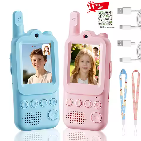 Upgraded Video Walkie Talkies for Kids 2 Pack Chat Games Long Range Rechargeable Outdoor Camping Toy