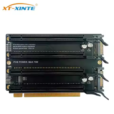 PCIe-Bifurcation x16 to x4x4x4x4 Expansion Card PCI-E PCI-Express 3.0 x16 1 to 4 Gen3 Adapter Card S