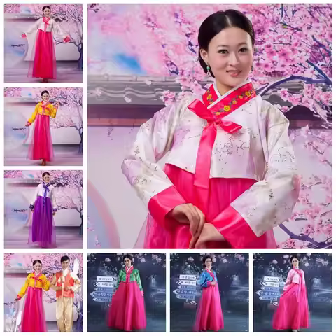 Dae Jang Geum Traditional Korean Clothing Ethnic Style Embroidery Korean Hanbok Dress Multicolor Ret