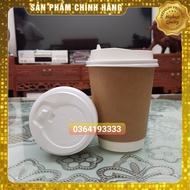 Set 25 Ly Giấy Có Nắp Đựng Cafe Mang Về 2 Lớp 280ml 8oz