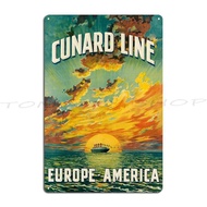 Cunard Ocean Liner Europe America Metal Sign Cinema Wall Decor Cinema Wall Decor Iron Tin Sign Poste