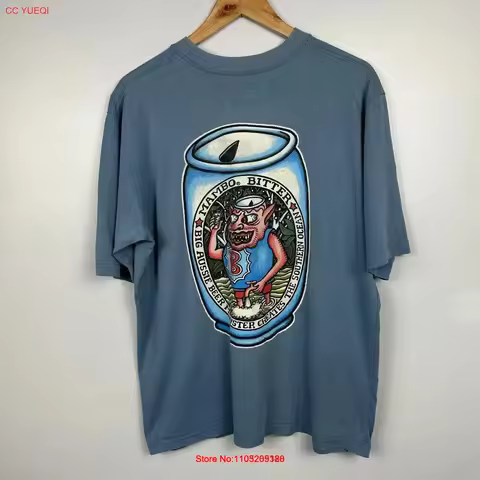 Vintage Mambo T Shirt 1999 Beer Blue Surfwear Size Mens Small Washed homme Casual fashion streetwear