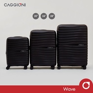 CAGGIONI กระเป๋าเดินทาง รุ่นเวฟ (Wave) C23061 - สีดำ [20นิ้ว/24นิ้ว/28นิ้ว]  วัสดุPP 100% 4 ล้อ ล้อค