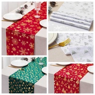 Gilded Velvet Polyester Table Runner Nordic New Year Christmas Print Dining Table Runner