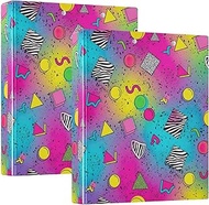 Retro Colorful Elements 3 Ring Binder 1.5 Inch, Flexible D Ring Binder with Pockets, 3 Ring Binders 
