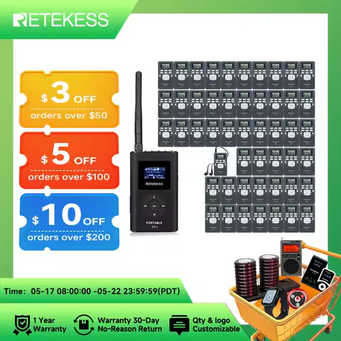 RETEKESS Wireless Tour Guide Audio System FT11 FM Transmitter PR13 FM Radio Receiver Tour Guide Conf