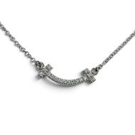 成色極佳☆TIFFANY&Co. Tiffany T Smile迷你吊墜項鍊，AU750（白K金）材質，鑽石鑲嵌，重2.32克，女士款，附防塵袋