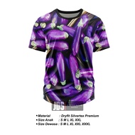 Baju Jersey Kaos Uniseks Motif Sayuran Terong Ungu Full Printing Lengan Pendek Gaya Casual
