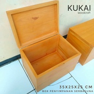 Kukai Multipurpose Wooden Box | Minimalist Multifunctional Organizer Storage Box Size 35x25x25 cm