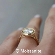1pc Women's Quality Solitaire Ring, Vintage Pave Setting 925 Sterling Silver 2ct Oval Moissanite, El