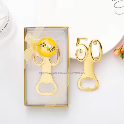 50pcs Favor Golden Wedding Souvenirs Digital 50 Bottle Opener 50th Birthday Anniversary Gift For Gue